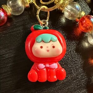 Handmade Cute Tomato Charm Beaded Keychain
